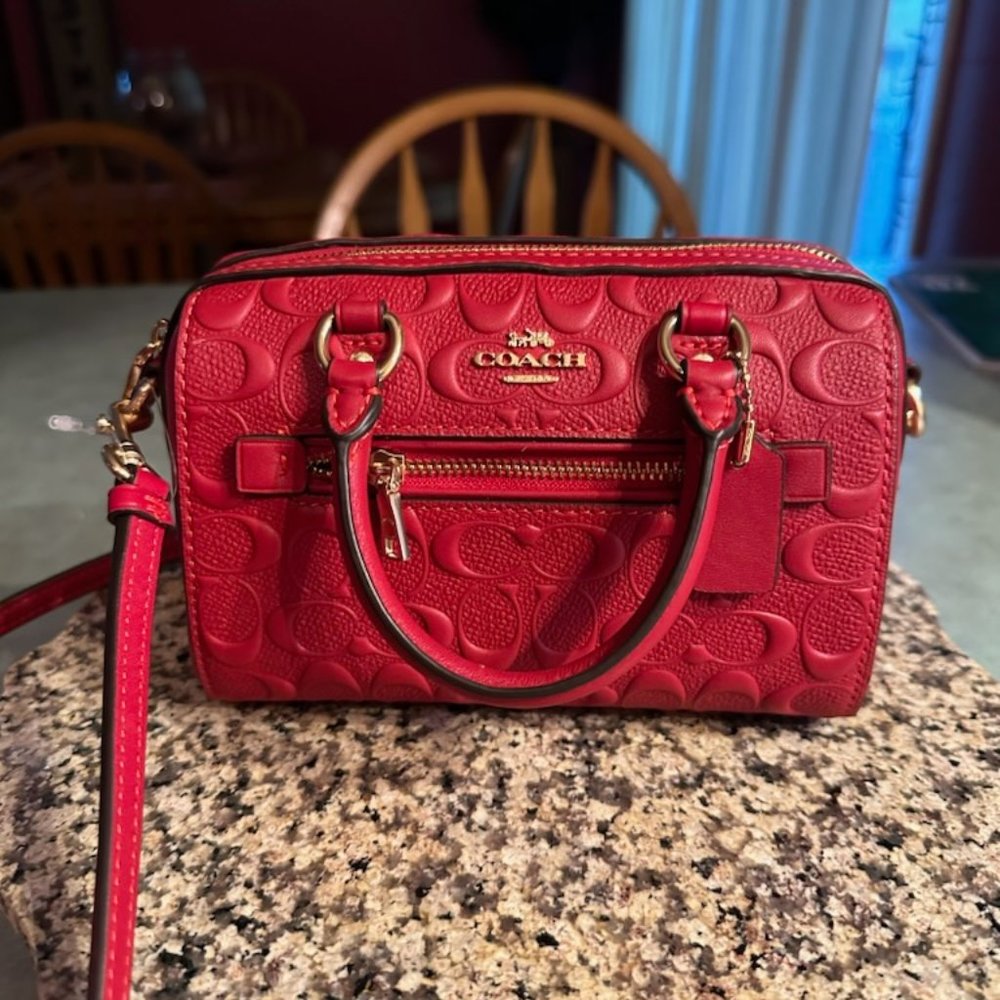 COACH Mini Rowan Crossbody Signature Leather Purse ** NEVER USED - LIKE NEW **